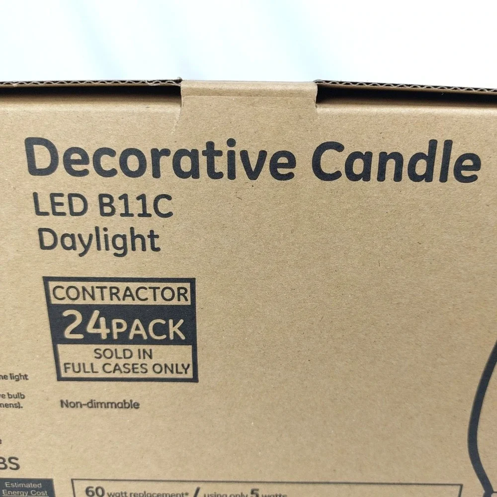 24 Pack GE Daylight LED B11C Candelabra Base Bulbs 60W EQ Non Dim Tested‎ New
